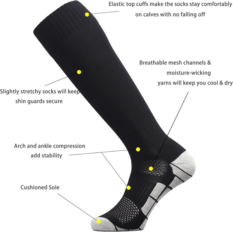 CWVLC Soccer Socks (1/3/5 pairs) Team Sport Knee High Socks for Adult Youth Kids - Image 3